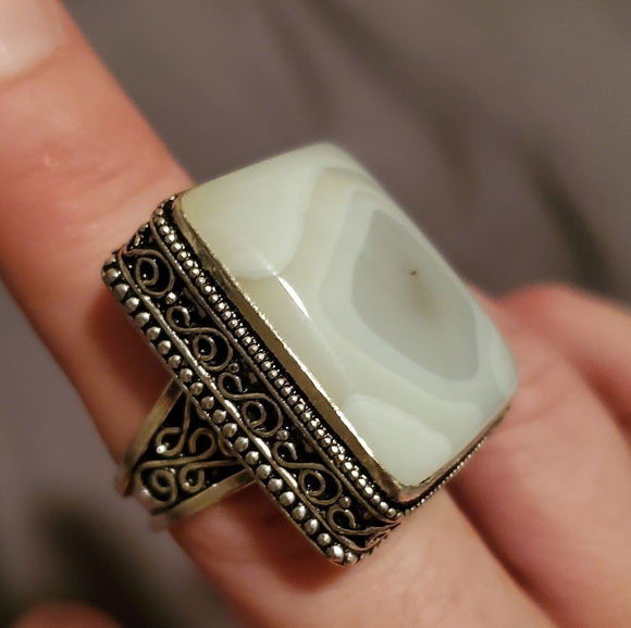 New Huge Botswana Agate 925 Silver Statement Ring. - Picture 6 of 12